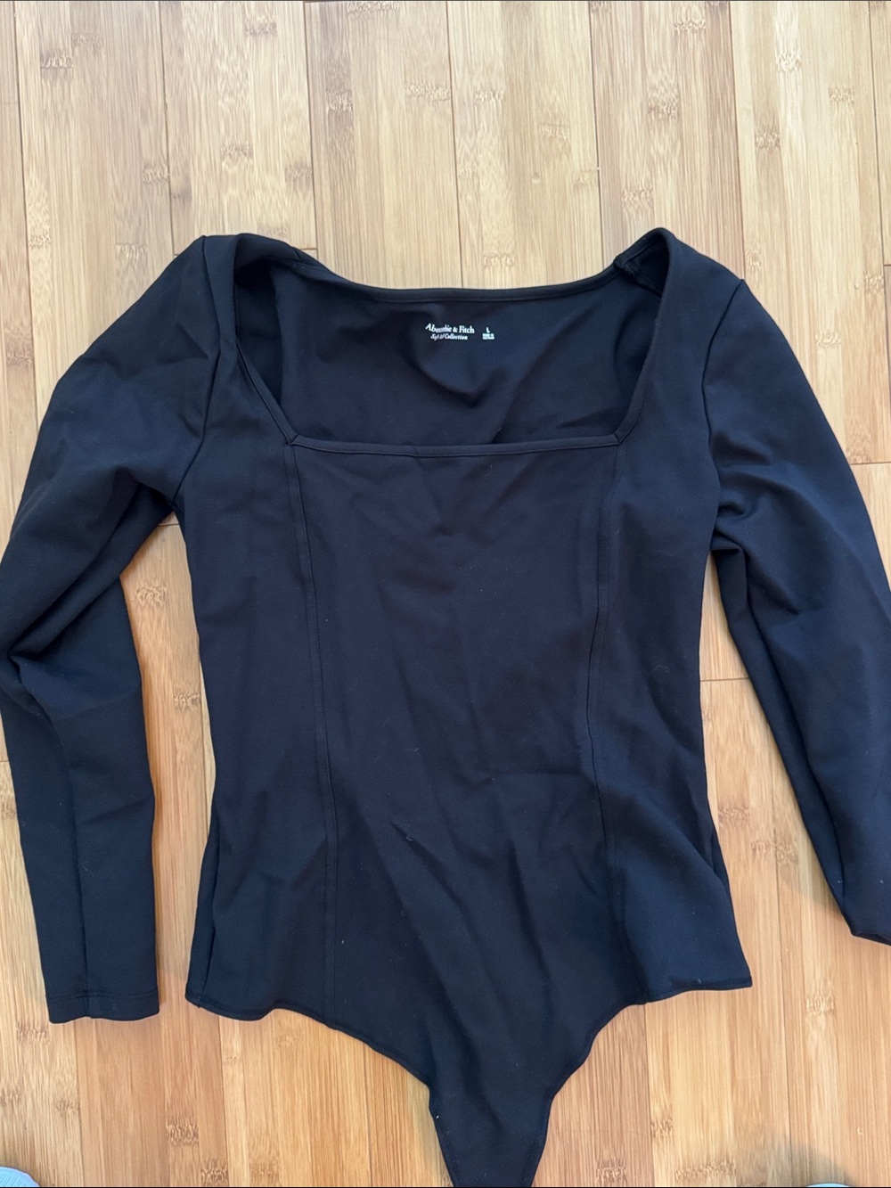 Abercrombie & Fitch Black Square-Neck Long-Sleeve Bodysuit